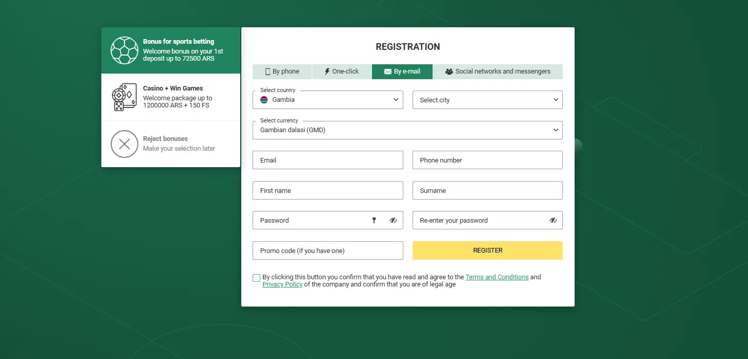 betwinner register